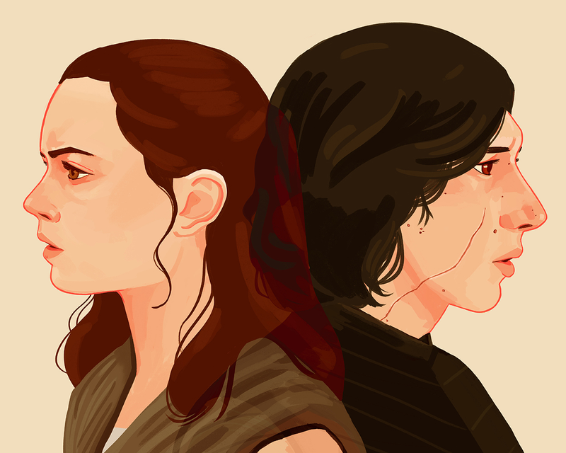 Rey and Kylo from The Last Jedi